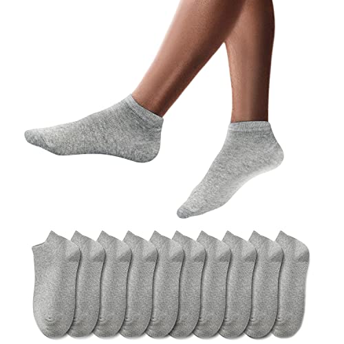 YouShow Sneaker Socken Herren Damen 10 Paar Kurze Halbsocken Quarter Baumwolle Unisex(Grau,47-50) von YouShow