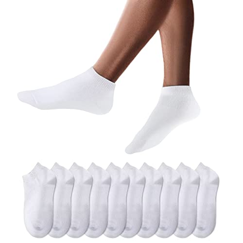 YouShow Sneaker Socken Herren Damen 10 Paar Kurze Halbsocken Quarter Baumwolle Unisex(47-50,Weiß) von YouShow