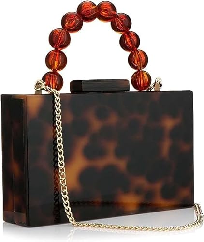 YOUSIS Acryl Geldbörsen Abend Clutch Bag Marmorierung Handtaschen für Frauen Crossbody Tasche mit Perlenkette Formale Hochzeit Prom Party, bernsteinfarben, Einheitsgröße von YOUSIS