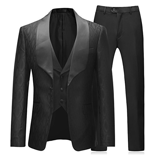 YOUTHUP Anuzg Herren 3 Teiliger Anzüge Slim Fit Schalkragen Tuxedo Smoking für Hochzeit Party von YOUTHUP