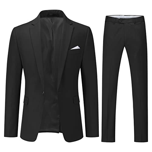 YOUTHUP Anzug Herren 2 Teilig Slim Fit Herrenanzug Business Hochzeit Modern Anzüge Sakko Anzughose, Schwarz, 3XL von YOUTHUP