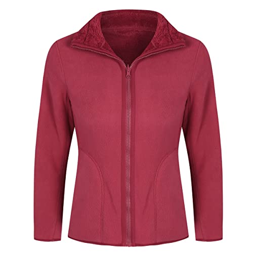 YOUTHUP Fleecejacke Damen Micro Fleece Jacke Leichte Freizeit Stehkragen Wendejacke von YOUTHUP