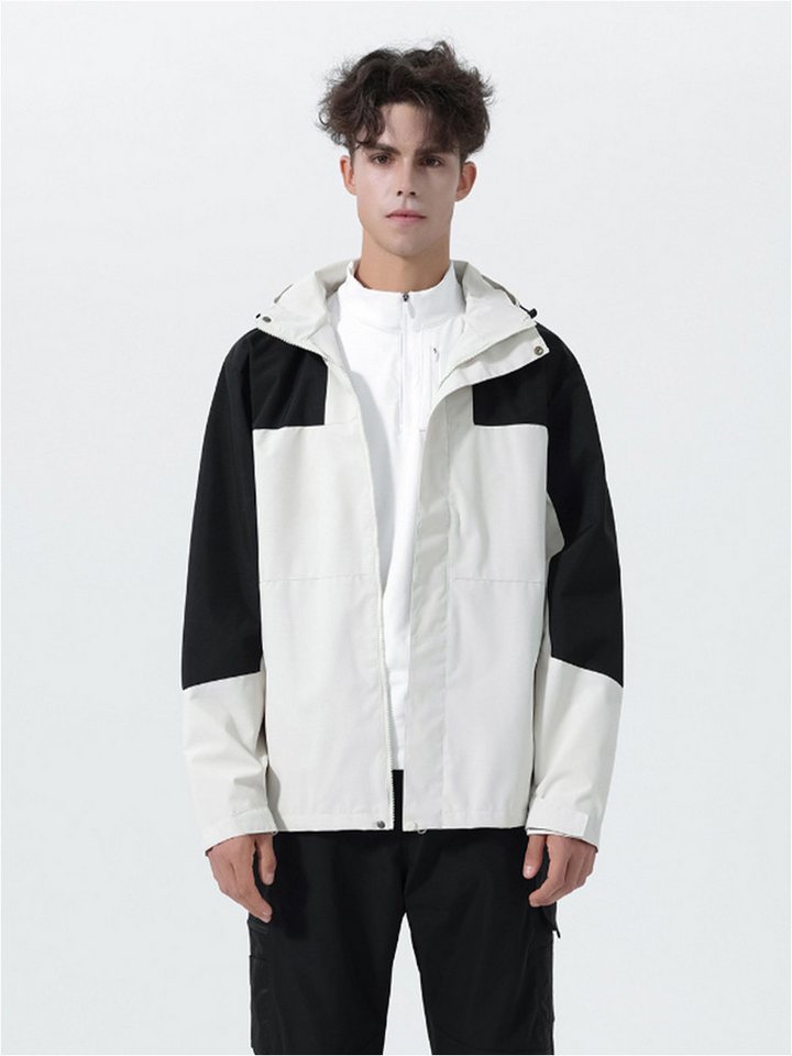YOUTHUP Funktionsjacke Herren Wasserdichte Jacke mit Farbblockdesign und Abnehmbarem Kapuzen von YOUTHUP