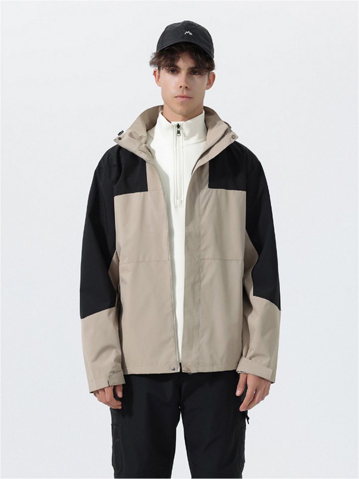 YOUTHUP Funktionsjacke Herren Wasserdichte Jacke mit Farbblockdesign und Abnehmbarem Kapuzen von YOUTHUP
