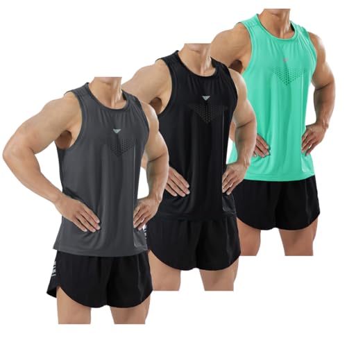 YOUTHUP Herren 3er Pack Tank Top Schnelltrocknend Sommer Muskelshirt Ärmelloses Fitness T-Shirt von YOUTHUP