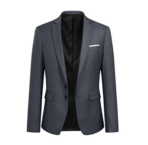 YOUTHUP Herren Sakko Slim Fit Freizeit Modern Anzugjacke für Hochzeit Party Business Abschluss Jackett, Grau, XS von YOUTHUP