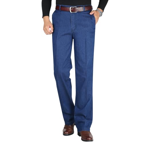 YOUTHUP Herren Blau Jeans Straight Stretch Regular Fit Denim Hose High-Waist Wash Jeans von YOUTHUP