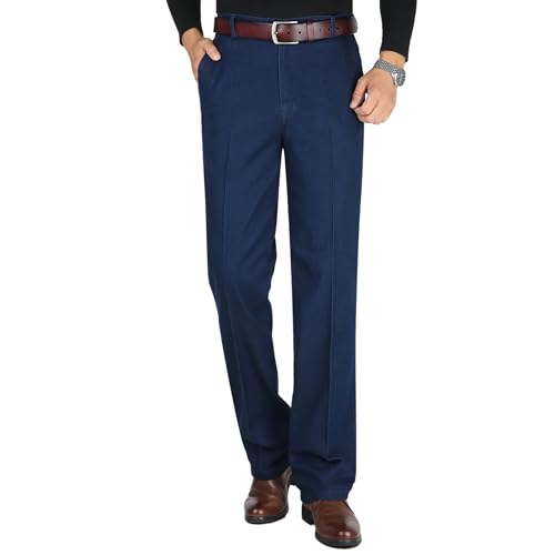 YOUTHUP Herren Blau Jeans Straight Stretch Regular Fit Denim Hose High-Waist Wash Jeans von YOUTHUP