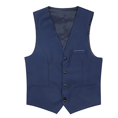 YOUTHUP Herren Weste Formell Slim Fit Anzugweste V-Ausschnitt Freizeit Gilet Herrenweste für Business Hochzeit, Blau, L von YOUTHUP