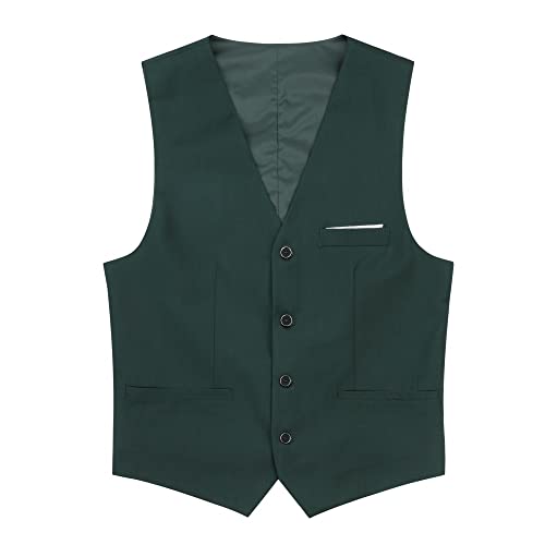 YOUTHUP Herren Weste Formell Slim Fit Anzugweste V-Ausschnitt Freizeit Gilet Herrenweste für Business Hochzeit, Grün, L von YOUTHUP