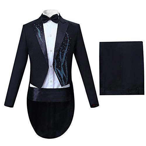 YOUTHUP Herren Frack Set Smoking 4 Teilige Anzug Weihnachtsanzug Party Hochzeitanzug von YOUTHUP