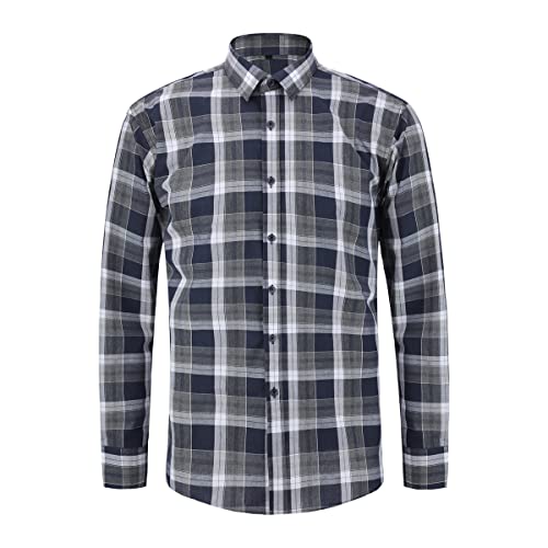 YOUTHUP Herren Hemd Kariert Langarm Freizeithemd Button Down Regular Fit Baumwolle Hemd, Blau, L von YOUTHUP