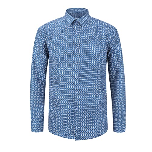 YOUTHUP Herren Hemd Kariert Langarm Freizeithemd Button Down Regular Fit Baumwolle Hemd, Blau a, L von YOUTHUP