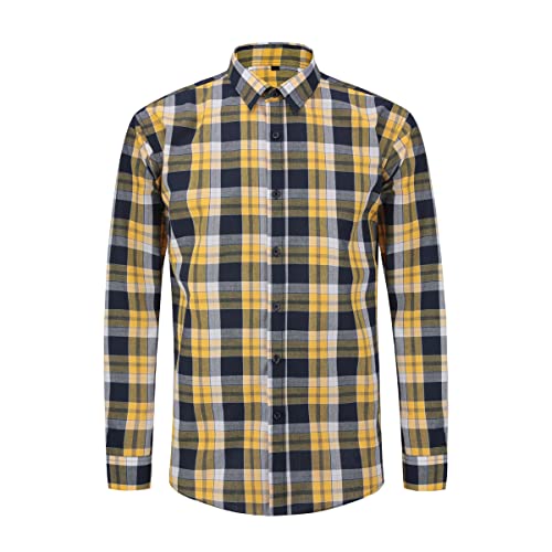 YOUTHUP Herren Hemd Kariert Langarm Freizeithemd Button Down Regular Fit Baumwolle Hemd, Gelb, L YOUTHUP Herren Hemd Kariert Langarm Freizeithemd Button Down Regular Fit Baumwolle Hemd, Gelb, L von YOUTHUP