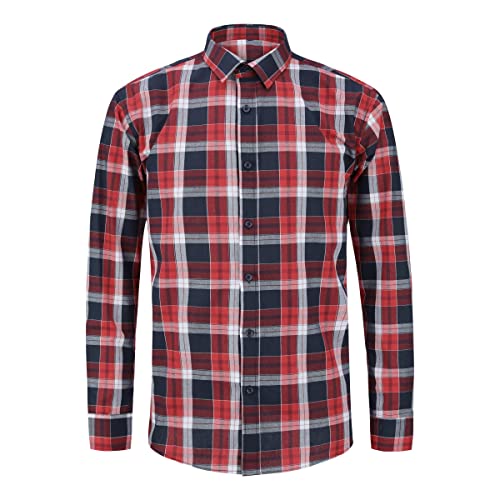 YOUTHUP Herren Hemd Kariert Langarm Freizeithemd Button Down Regular Fit Baumwolle Hemd, Rot a, 3XL von YOUTHUP