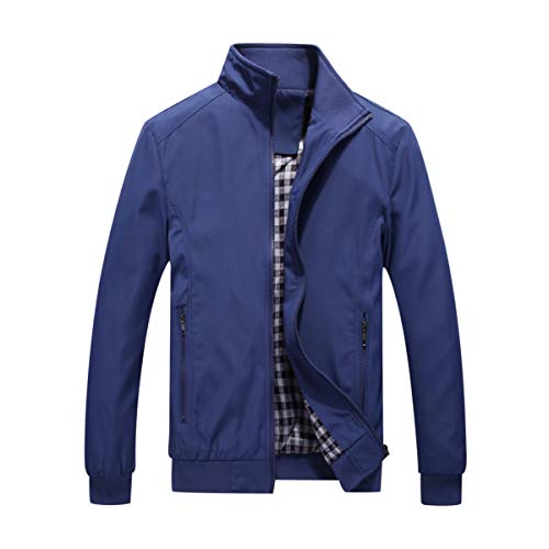 YOUTHUP Herren Jacke Leichte Freizeit Übergangsjacke Langarm Sommer Bomberjacke Outdoor Sportjacke, 1601 Blau, XS von YOUTHUP