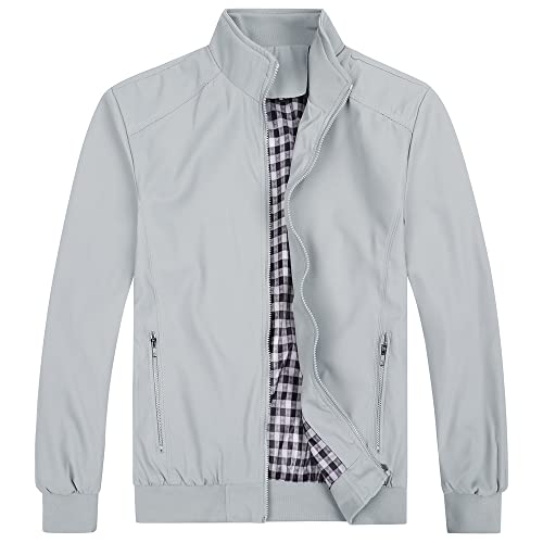 YOUTHUP Herren Jacke Regular Fit Sommer Übergangsjacke Leichtgewicht Freizeitjacke Bomber Sportjacke, Grau-B6601, XXL von YOUTHUP