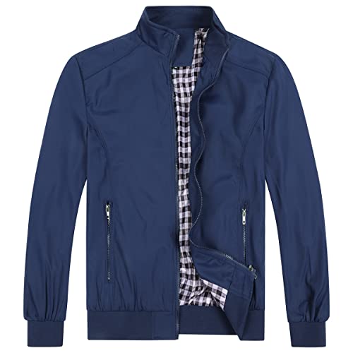 YOUTHUP Herren Jacke Regular Fit Sommer Übergangsjacke Leichtgewicht Freizeitjacke Bomber Sportjacke, Blau-B6601, M von YOUTHUP