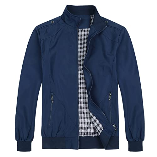 YOUTHUP Herren Jacke Regular Fit Sommer Übergangsjacke Leichtgewicht Freizeitjacke Bomber Sportjacke, Blau, 3XL von YOUTHUP