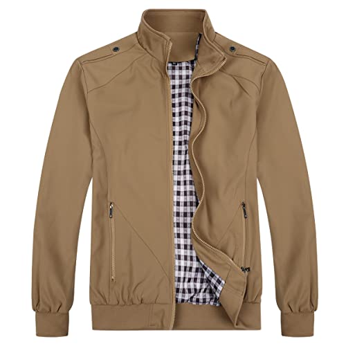 YOUTHUP Herren Jacke Regular Fit Sommer Übergangsjacke Leichtgewicht Freizeitjacke Bomber Sportjacke, Khaki, M von YOUTHUP