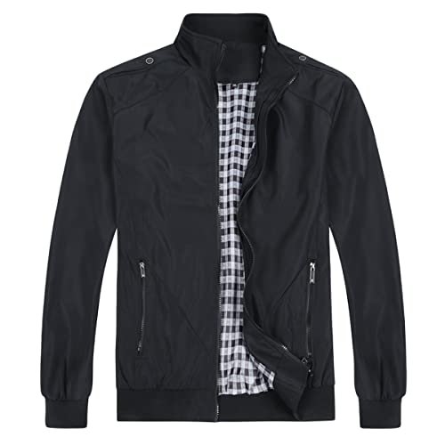 YOUTHUP Herren Jacke Regular Fit Sommer Übergangsjacke Leichtgewicht Freizeitjacke Bomber Sportjacke, Schwarz, 3XL von YOUTHUP