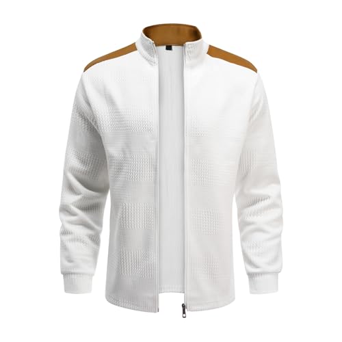 YOUTHUP Herren Jacquard Jacke Leichte Sommer Sportjacke Freizeit Bomberjacke Dehnbar Umlegekragen Übergangsjacke von YOUTHUP