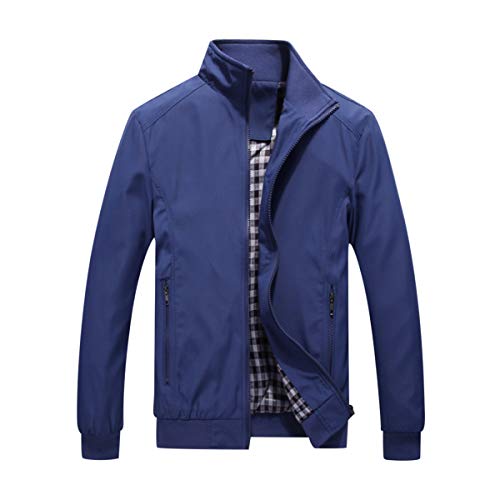 YOUTHUP Herren Jacke Leichte Freizeit Übergangsjacke Langarm Sommer Bomberjacke Outdoor Sportjacke, 1601 Blau, L von YOUTHUP