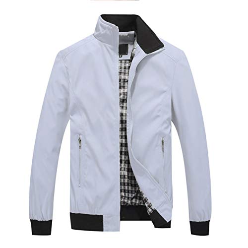 YOUTHUP Herren Jacke Leichte Freizeit Übergangsjacke Langarm Sommer Bomberjacke Outdoor Sportjacke, Grau, M von YOUTHUP