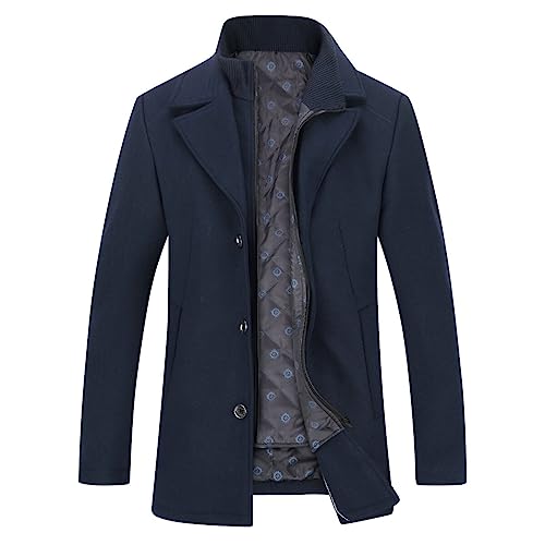YOUTHUP Herren Mantel mit Steppweste Winter Wollmantel Wolle Freizeit Dicker Übergangsmantel Outdoor Wintermantel, Blau 1953, M von YOUTHUP