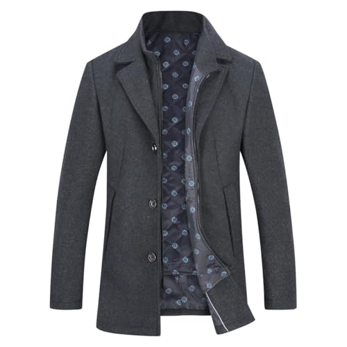 YOUTHUP Herren Mantel mit Steppweste Winter Wollmantel Wolle Freizeit Dicker Übergangsmantel Outdoor Wintermantel, Grau 1953, 3XL von YOUTHUP