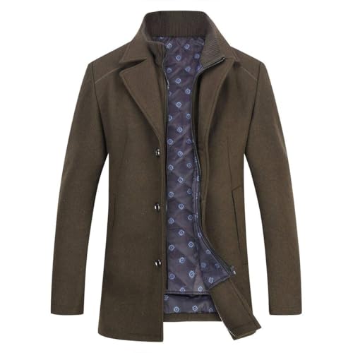 YOUTHUP Herren Mantel mit Steppweste Winter Wollmantel Wolle Freizeit Dicker Übergangsmantel Outdoor Wintermantel, Khaki 1953, XXL von YOUTHUP