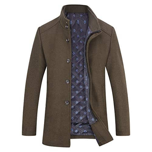 YOUTHUP Herren Mantel mit Winterweste Kurzer Wolle Wintermantel Winter Outdoor Dicker Wollmantel, Braun 1853, S von YOUTHUP