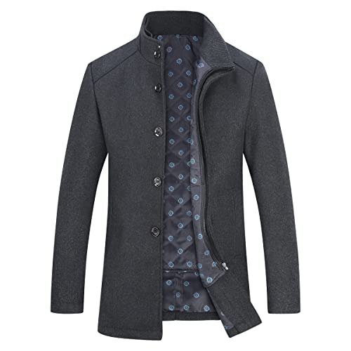 YOUTHUP Herren Mantel mit Winterweste Kurzer Wolle Wintermantel Winter Outdoor Dicker Wollmantel, Grau 1853, XL von YOUTHUP