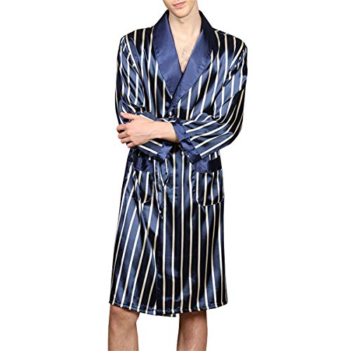YOUTHUP Herren Morgenmantel Glatter Lang Bademantel Leichter Morgenrock Nachtwäsch mit Gürtel Schal Revers Schlafanzug YOUTHUP Herren Morgenmantel Glatter Lang Bademantel Leichter Morgenrock Nachtwäsch mit Gürtel Schal Revers Schlafanzug von YOUTHUP