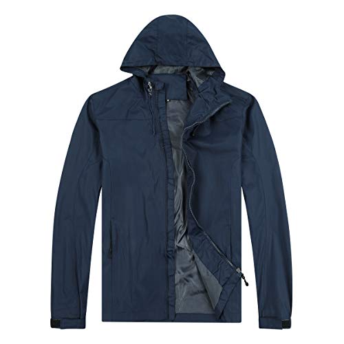 YOUTHUP Herren Regenjacken mit Kapuze Outdoor Leichte Windjacke Wasserdichte Herrenjacke Winddichte Freizeit Regenmantel, 268-dunkelblau, XL von YOUTHUP