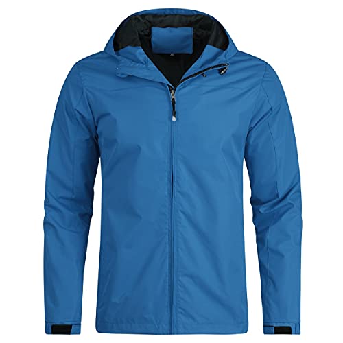 YOUTHUP Jacke Herren Regenjacken Leichte Outdoor Windjacke mit Kapuze Winddichte Wasserdichte Jacke Freizeit Regenmantel, Hellblau, L von YOUTHUP