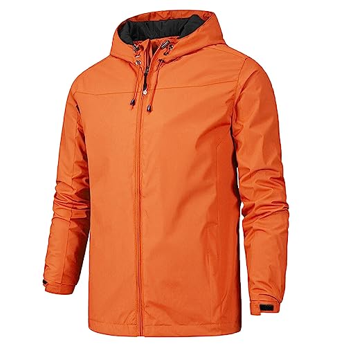 YOUTHUP Herren Regenjacken Leichte Outdoor Windjacke mit Kapuze Winddichte Wasserdichte Jacke Freizeit Regenmantel von YOUTHUP