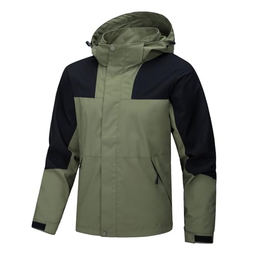 YOUTHUP Herren Regenjacken Leichte Wasserdichte Windjacke mit Kapuze Wanderjacke Fahrradjacke Outdoorjacke von YOUTHUP