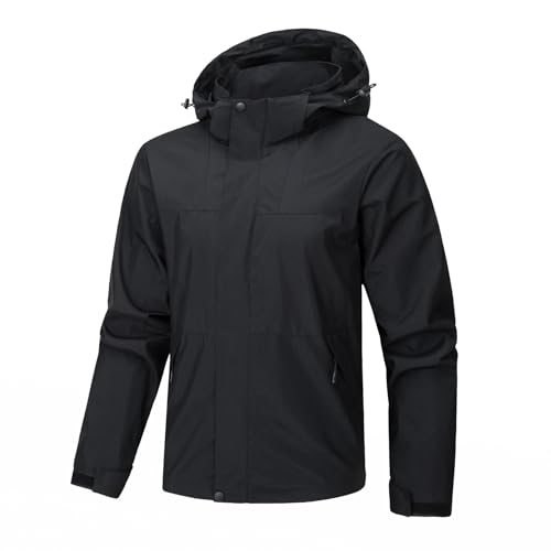 YOUTHUP Herren Regenjacken Leichte Wasserdichte Windjacke mit Kapuze Wanderjacke Fahrradjacke Outdoorjacke von YOUTHUP