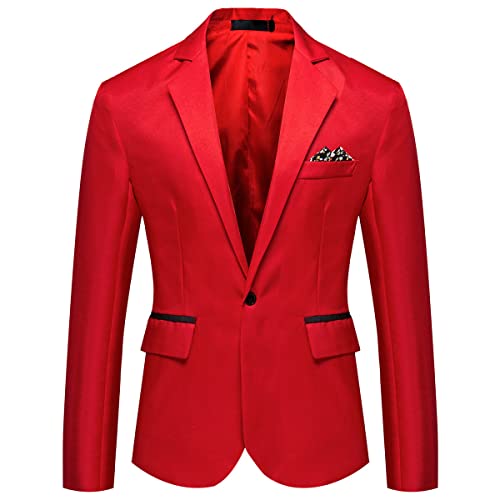 YOUTHUP Sakko Herren Leichter Regular Fit Anzug Jacke für Männer Freizeit Jackett Blazer, Rot, M von YOUTHUP