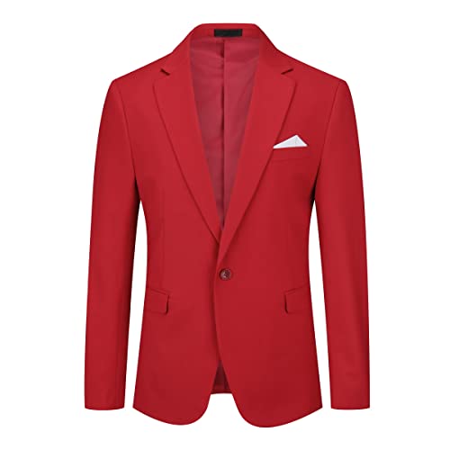 YOUTHUP Herren Sakko Slim Fit Anzugjacke für Business Hochzeit Freizeit Sportsakko 1 Knöpfen Blazer von YOUTHUP