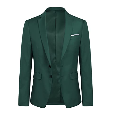 YOUTHUP Herren Sakko Slim Fit Freizeit Modern Anzugjacke für Hochzeit Party Business Abschluss Jackett, Dunkel Grün, S YOUTHUP Herren Sakko Slim Fit Freizeit Modern Anzugjacke für Hochzeit Party Business Abschluss Jackett, Dunkel Grün, S von YOUTHUP