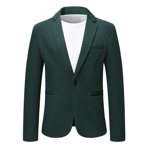 YOUTHUP Herren Sakko Slim Fit Sportlich Blazer Jackett Freizeit Business 1 Knopf Anzugsjacke, Grün, M von YOUTHUP