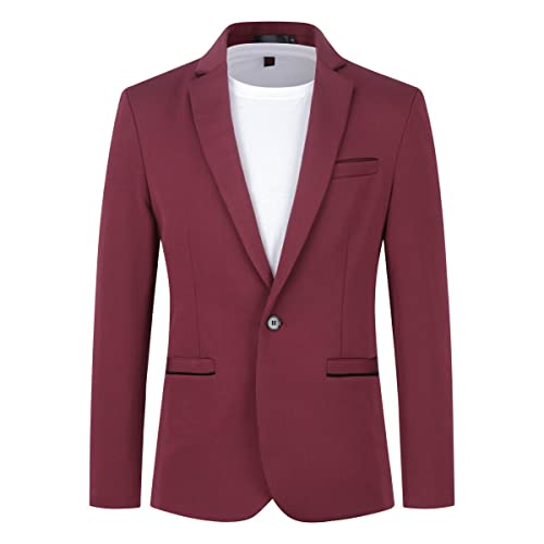 YOUTHUP Herren Sakko Slim Fit Sportlich Blazer Jackett Freizeit Business 1 Knopf Anzugsjacke von YOUTHUP