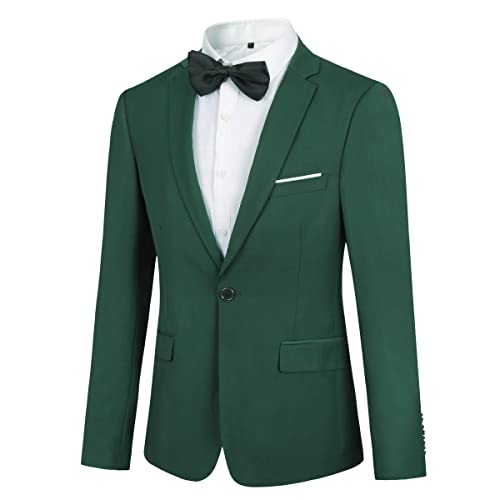 YOUTHUP Herren Sakko mit Fliege Slim Fit Anzugsjacke 1 Knopf Business Blazer für Hochzeit Freizeit von YOUTHUP