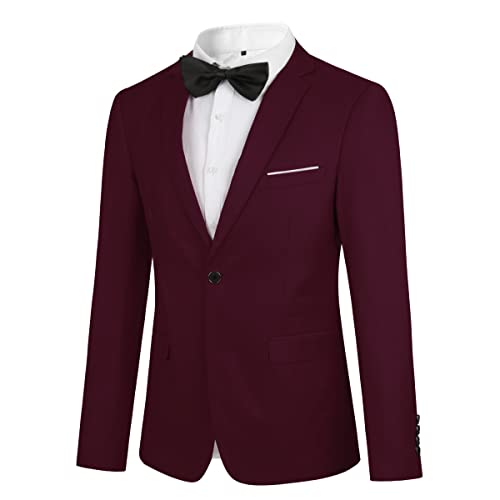 YOUTHUP Herren Sakko mit Fliege Slim Fit Anzugsjacke 1 Knopf Business Blazer für Hochzeit Freizeit von YOUTHUP