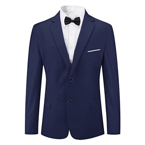 YOUTHUP Herren Slim Fit Sakko mit Fliege 2 Knöpfen Business Freizeit Anzugsjacke Hochzeit Blazer Jackett von YOUTHUP