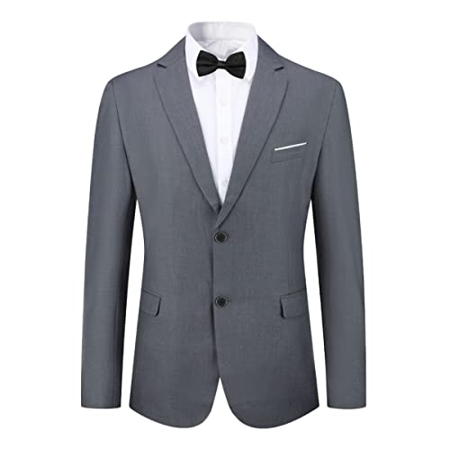 YOUTHUP Herren Slim Fit Sakko mit Fliege 2 Knöpfen Business Freizeit Anzugsjacke Hochzeit Blazer Jackett von YOUTHUP