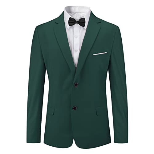 YOUTHUP Herren Slim Fit Sakko mit Fliege 2 Knöpfen Business Freizeit Anzugsjacke Hochzeit Blazer Jackett von YOUTHUP