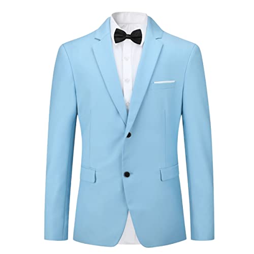 YOUTHUP Herren Slim Fit Sakko mit Fliege 2 Knöpfen Business Freizeit Anzugsjacke Hochzeit Blazer Jackett von YOUTHUP